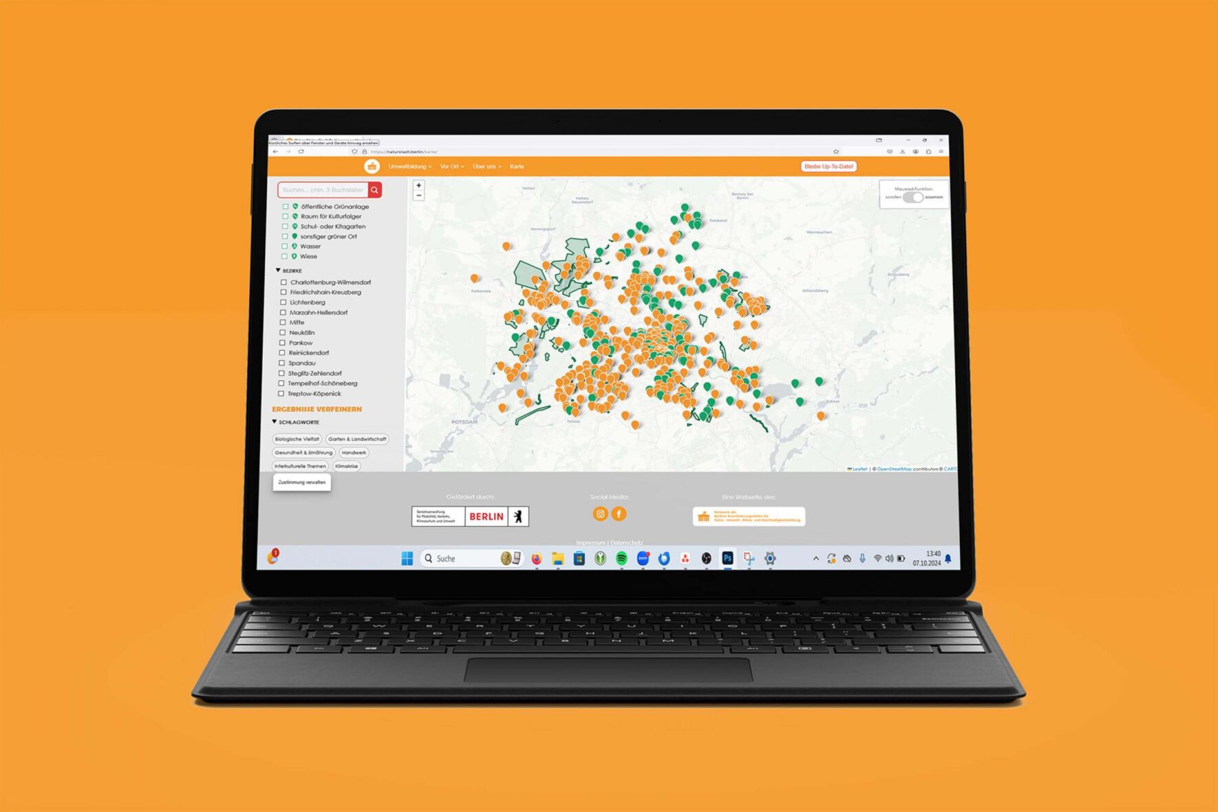 Vorschau-Bild: Interaktive Infokarte für Naturstadt.berlin (mit leaflet js)