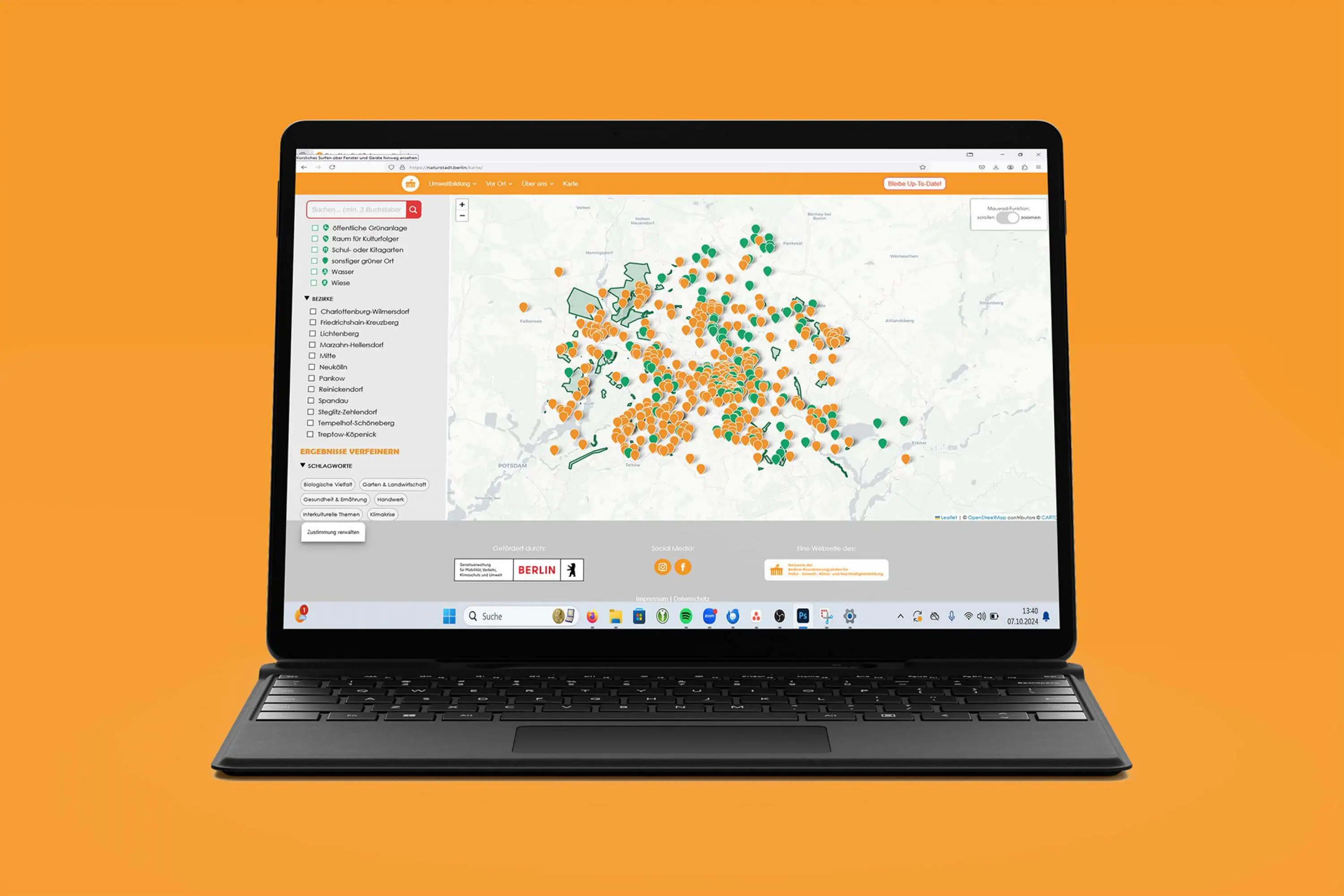 Vorschau-Bild: Interaktive Infokarte für Naturstadt.berlin (mit leaflet js)